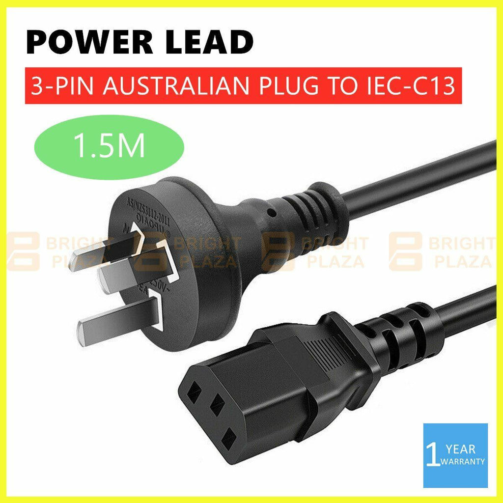 Appliance Power Lead Cable Cord 3 Pin Australian Plug to IEC-C13 Socket 240V 1.5
