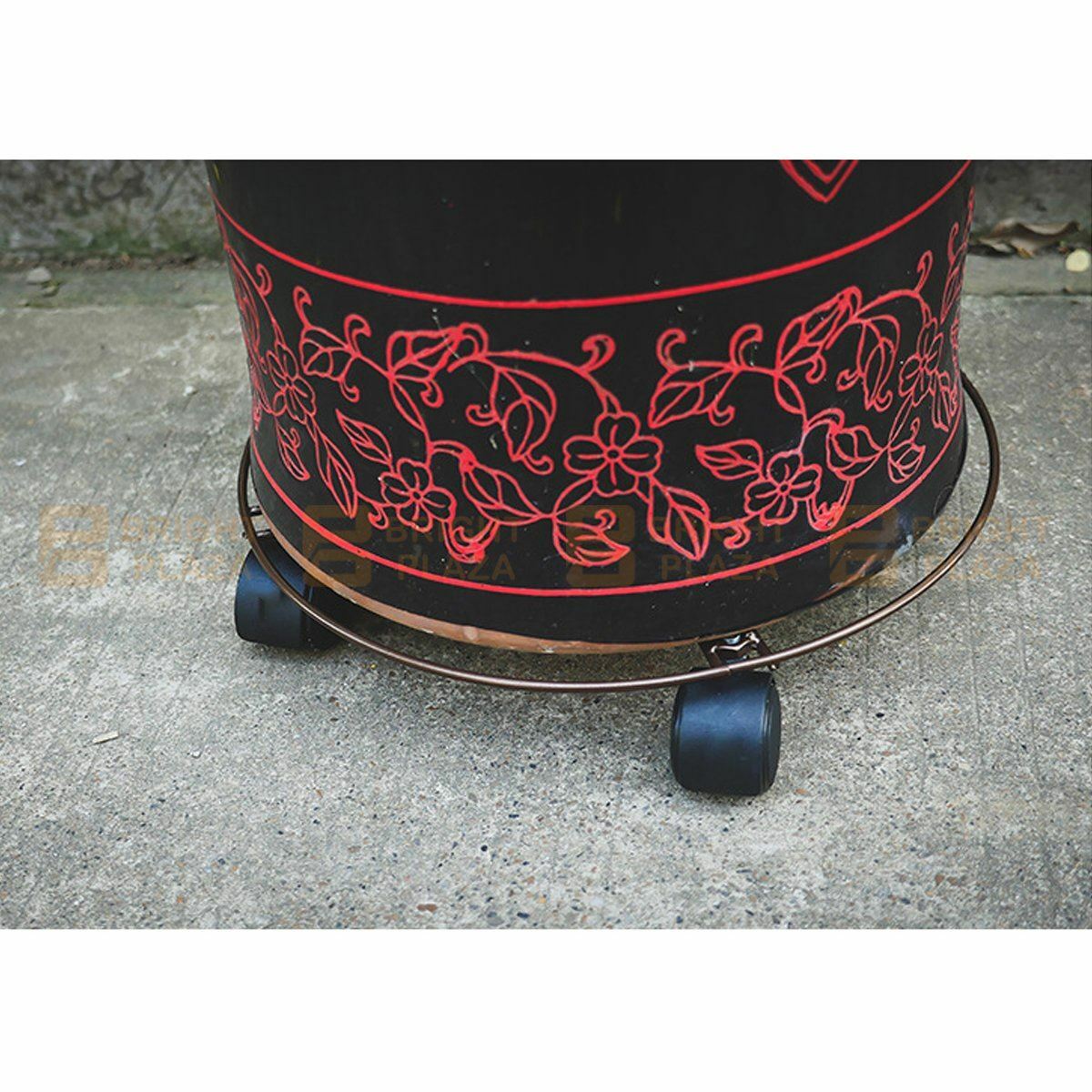 Round Plant Pot Mover Wheels Rolling Trolley Metal Stand Garden Plate Flower