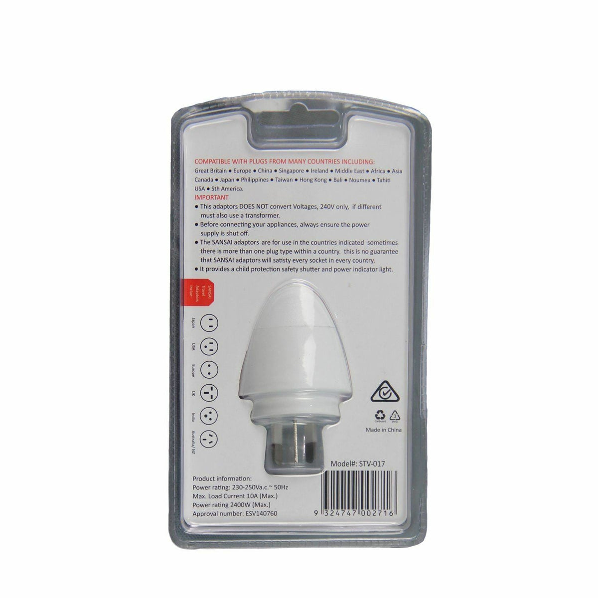 2 x Inbound Universal Travel Adaptor International Power Plug - World to AUS/NZ