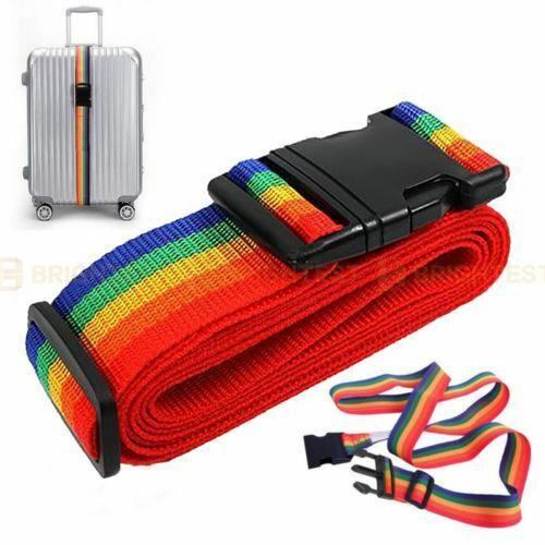 2 Piece Luggage Strap Suitcase Belt Adjustable Secure Nylon Packing Clip Rainbow