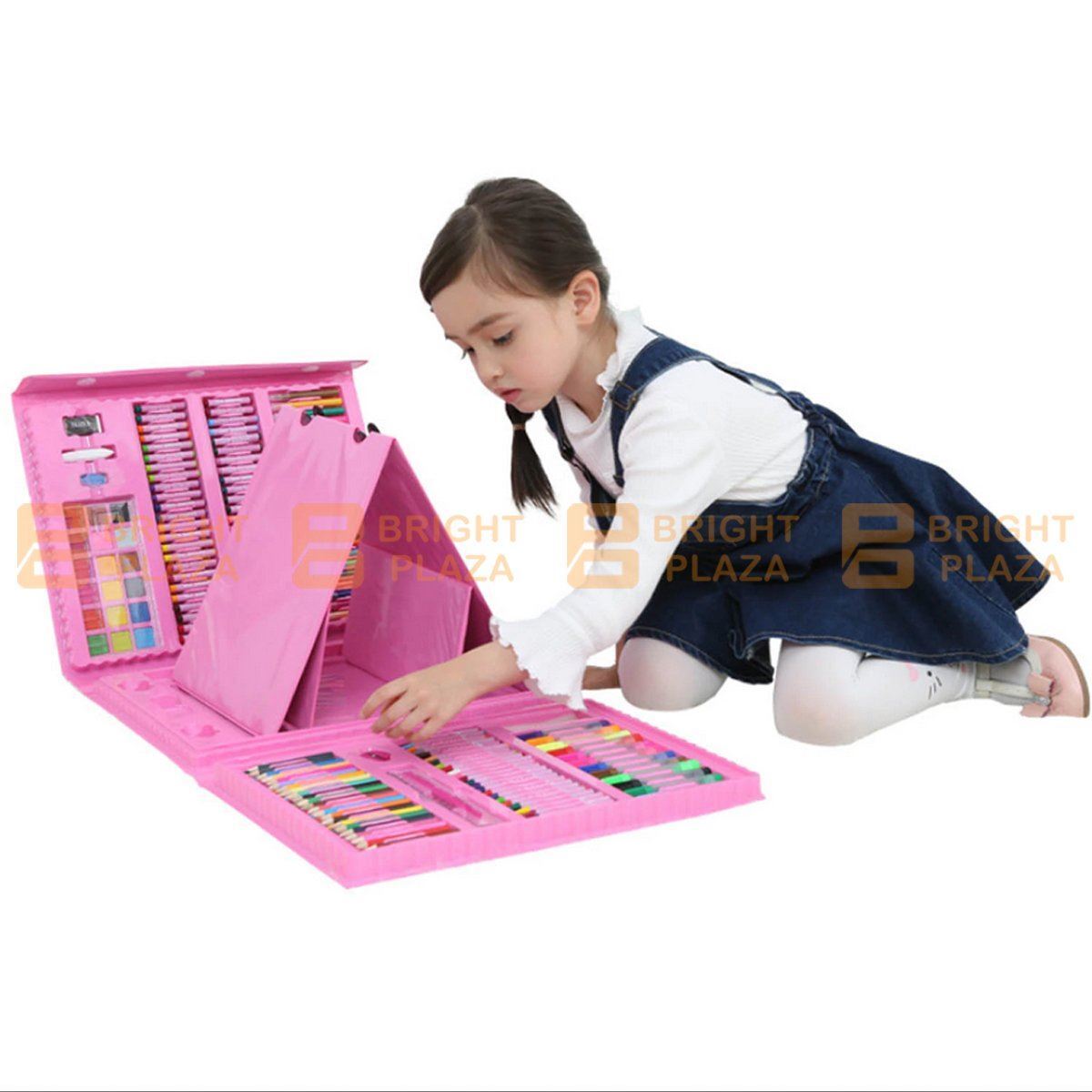 208PCS Kids Art Set Box Case Paint Draw Drawing Colour Pencils Pastels Fun Kit