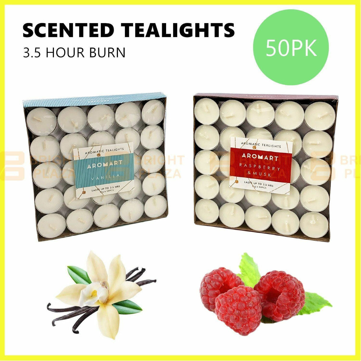 50pk Scented Tealights Tea Light Candles Bulk 3.5 Hours Burn Home Scent Wedding
