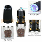 Electric Salt Pepper Grinder Mill Shakers Stainless Steel LED Light Battery Auto
