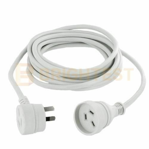 2M/5M Piggyback Power Extension Cord Lead Australian 3-Pin Plug 240V White Cable
