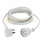 2M/5M Piggyback Power Extension Cord Lead Australian 3-Pin Plug 240V White Cable