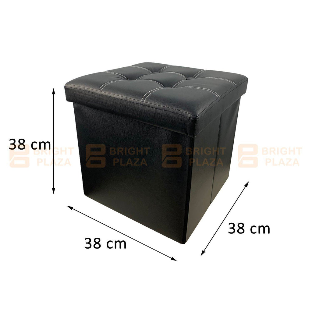 Folding Ottoman Storage Cube Footstool Stool Box Pouf Seat Bench PU Faux Leather