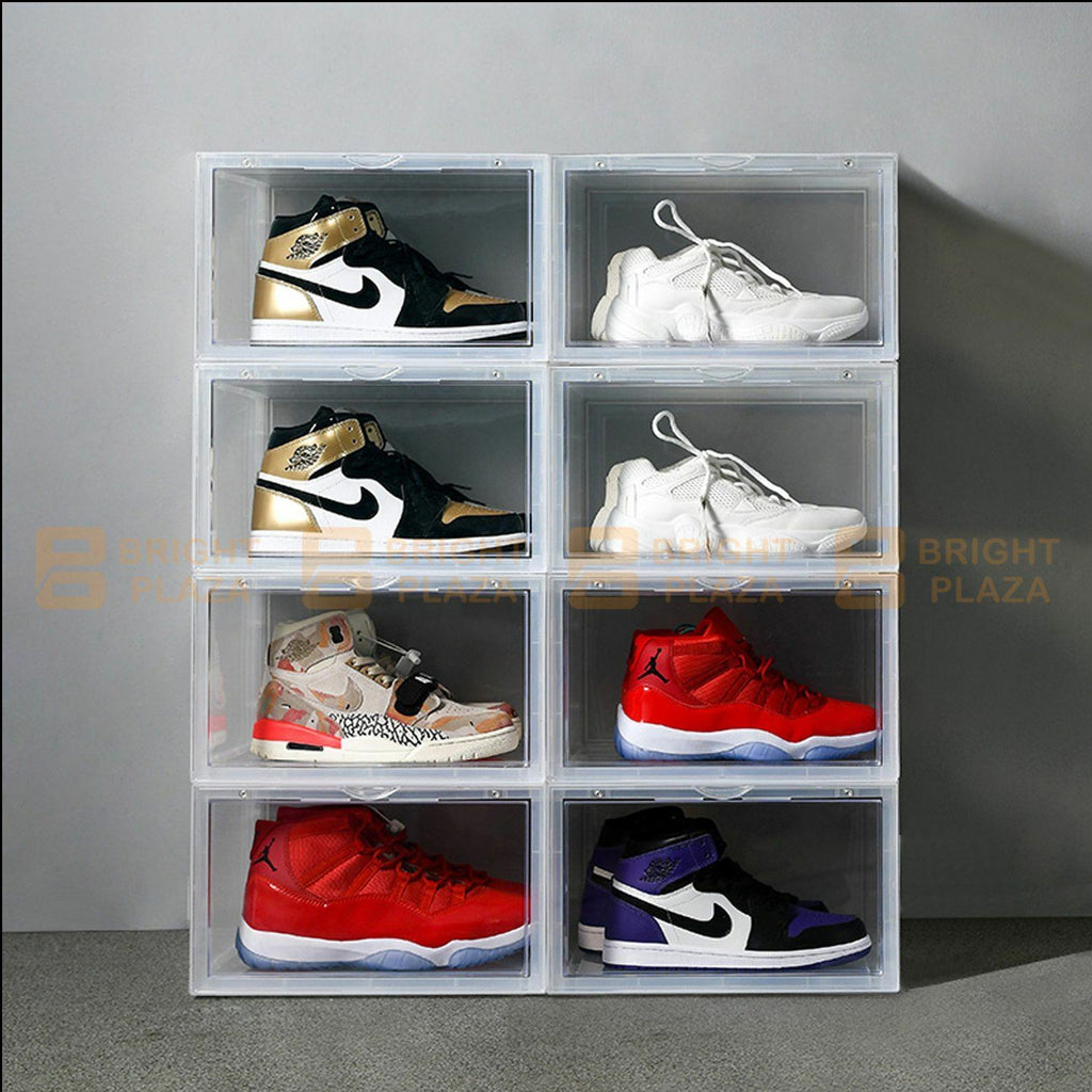 Premium Sneaker Display Shoe Box Storage Case Clear Plastic Boxes Side Stackable