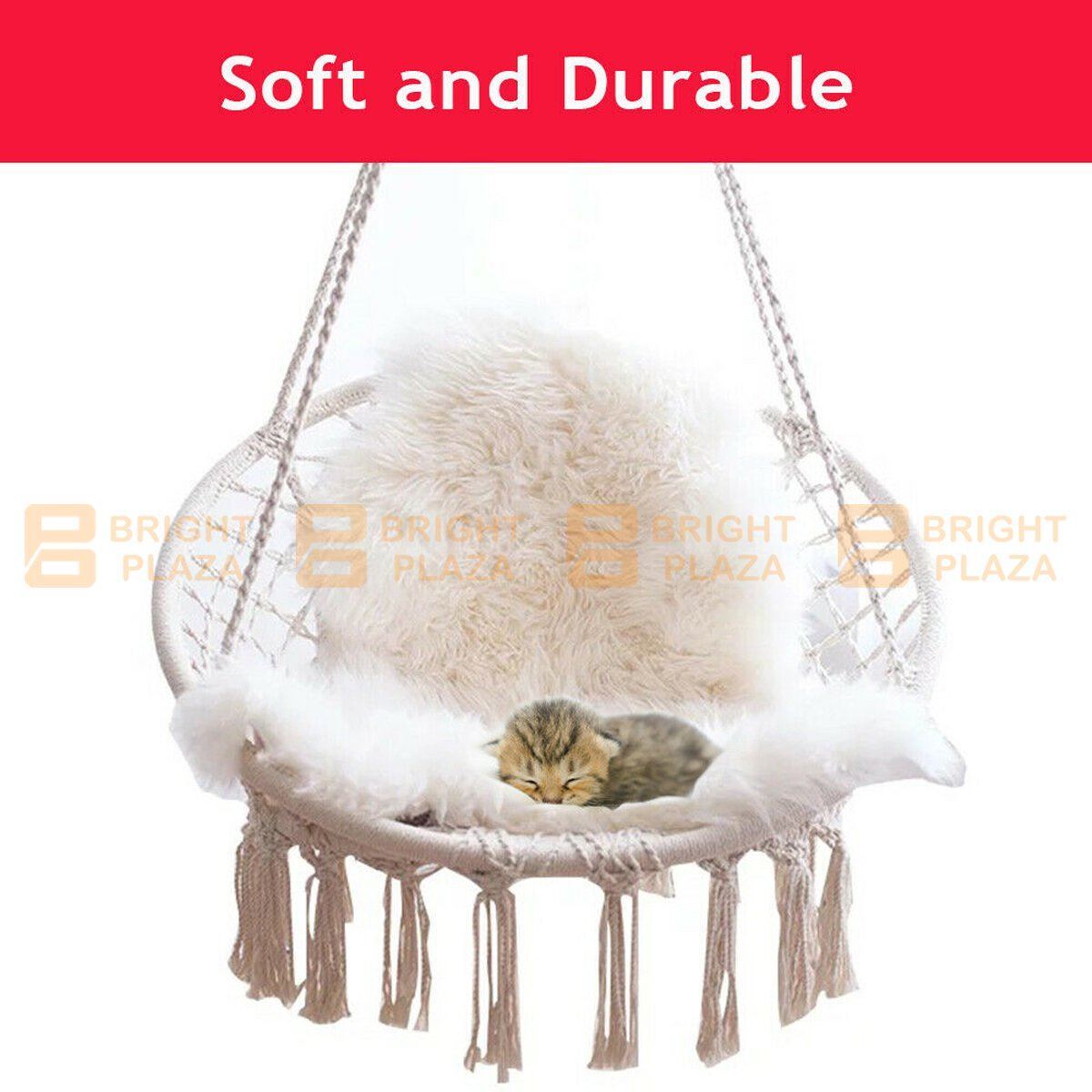 Large Hammock Chair Macrame Cotton Rope Swing Bed Relax Outdoor Hanging Seat Sit
