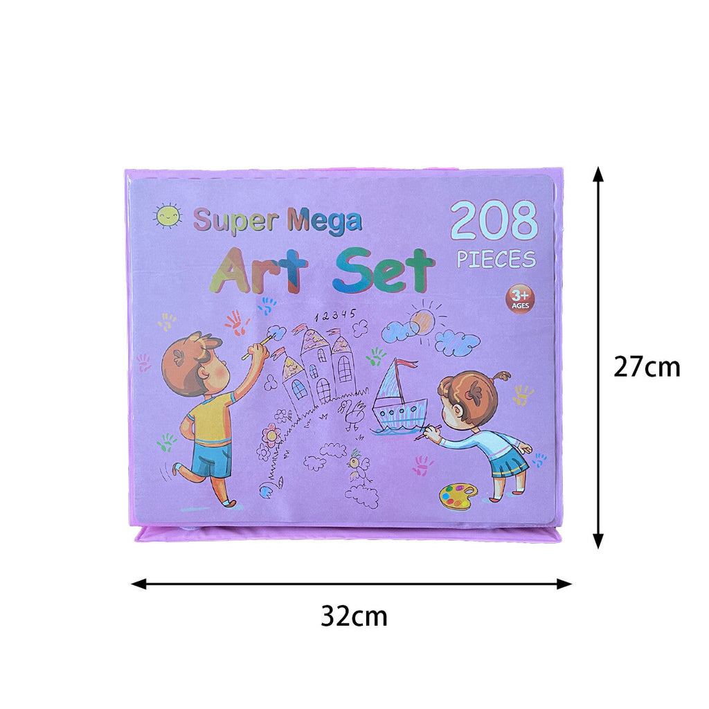 208PCS Kids Art Set Box Case Paint Draw Drawing Board Colour Pencils Pastels Art