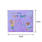 208PCS Kids Art Set Box Case Paint Draw Drawing Board Colour Pencils Pastels Art