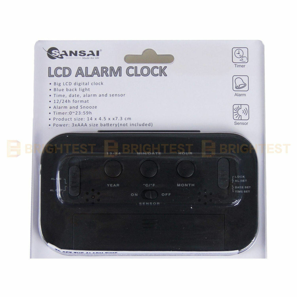 LCD Alarm Clock Digital Display Time Desk Bedroom Blue Back Light Date Temp