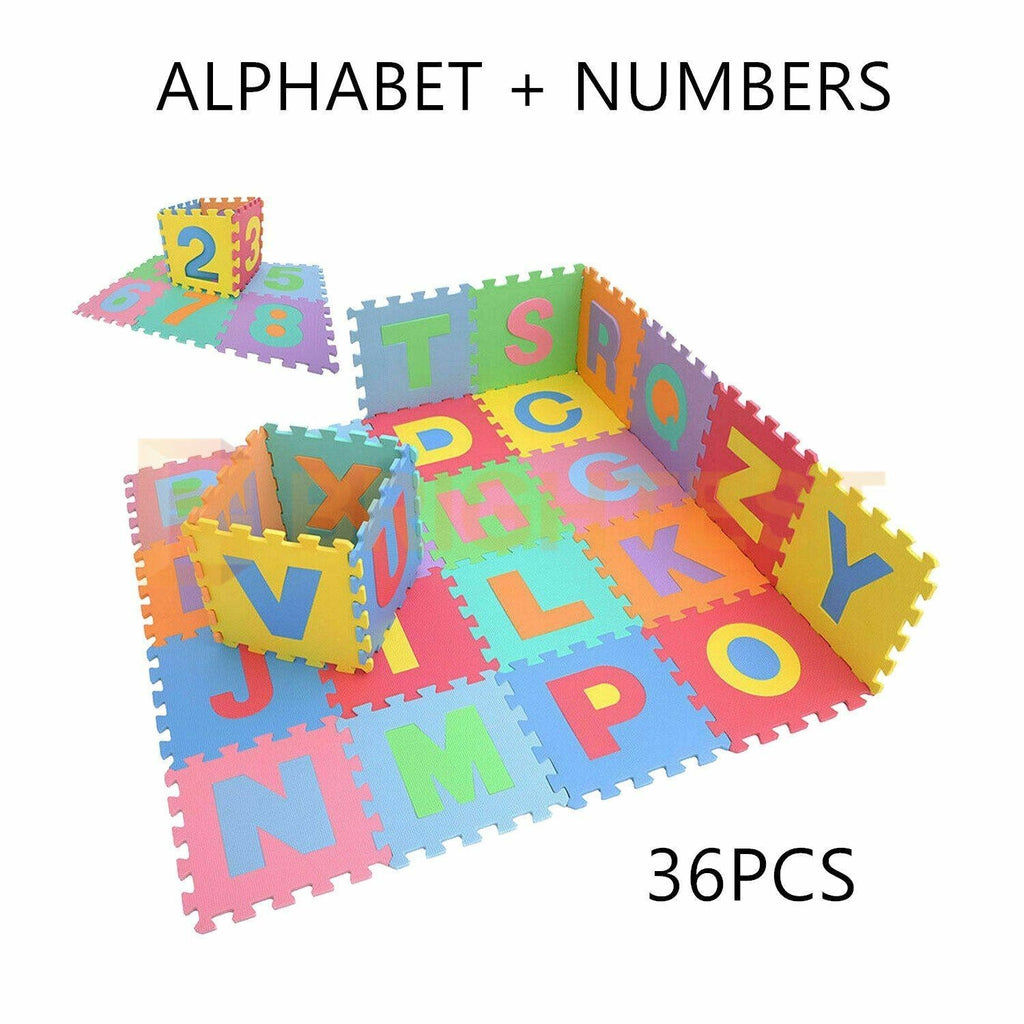 Kids Foam Mat Learning Alphabet Number Floor Play Mats Tiles Letters Puzzle