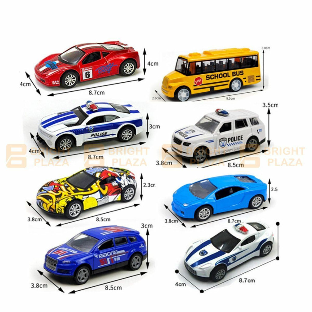 4pk Mini Diecast Toy Cars Set Vehicle Sports Car Bus SUV Bus Kids Toys Pull Back