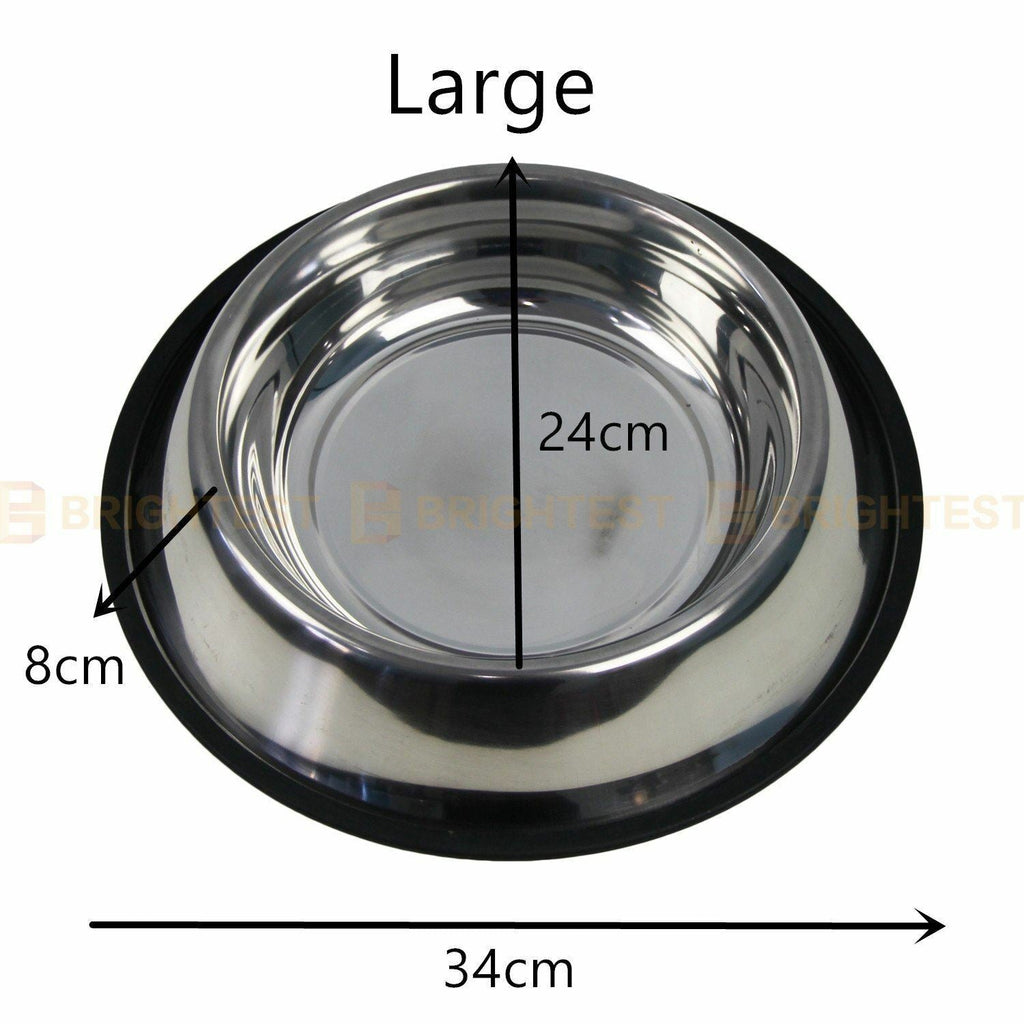 Stainless Steel Pet Bowl Water Bowls Portable Anti Slip Skid Feeder Dog Cat