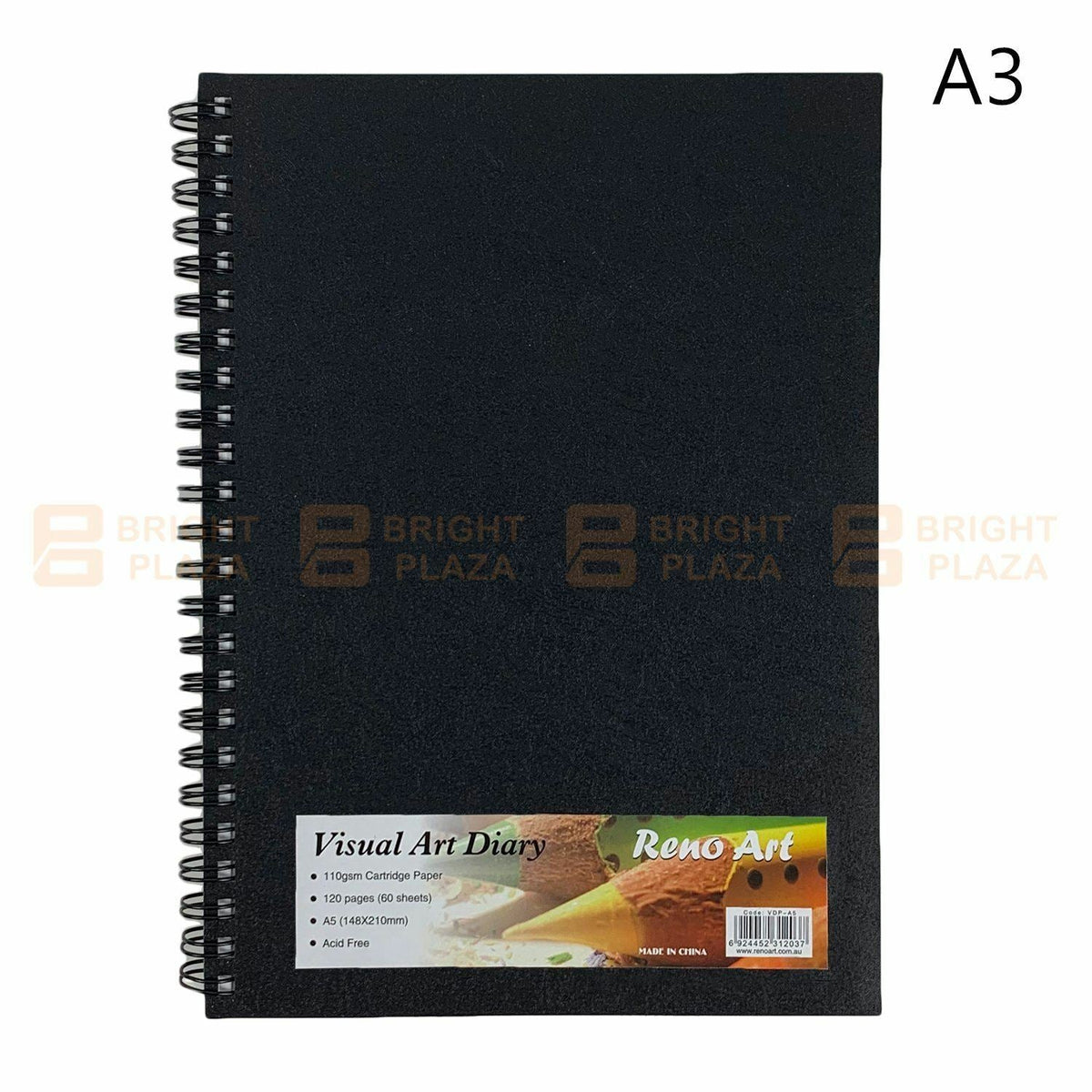 Visual Art Diary A3 A4 A5 Hardcover Black Spiral Wire 110gsm 120 Page Draw Paint