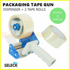 Packing Tape Dispenser Gun + 2 Rolls 50M x 48MM Clear Tape With Cutter Packaging