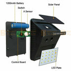 2PK 20 LED Solar Powered PIR Motion Sensor Light Garden Outdoor Security Lights
