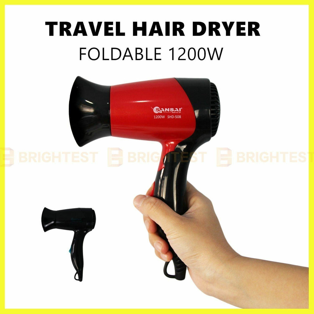 Foldable Portable Travel Hair Dryer Adjustable Heat Compact Blow Dryer 1200W