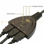 4K 1080P HDMI HDTV Switch Switcher Selector Splitter Cable 3 Port Way In 1 Out