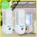 2pcs Automatic LED Night Light Lamp Sensor Activating Auto On/Off Hallway Bedroo