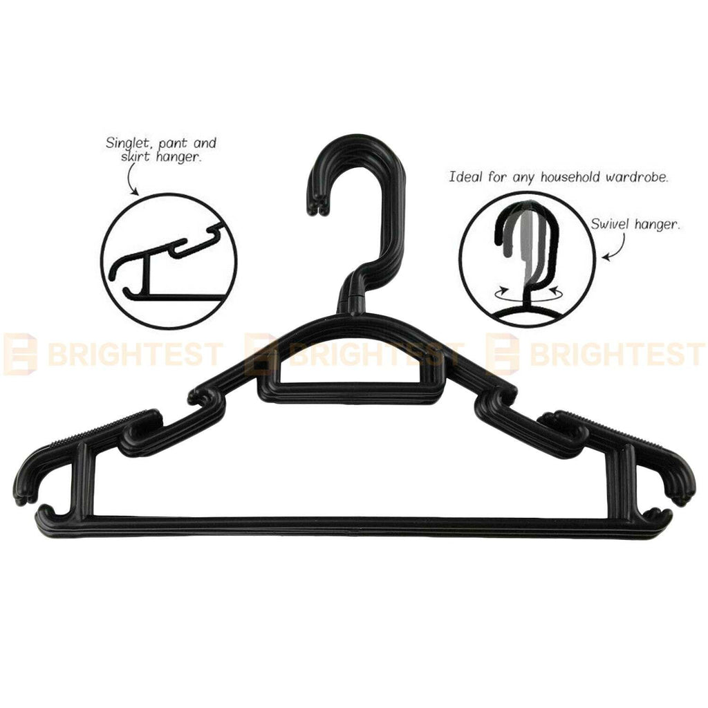 Plastic Coat Hangers Clothes Bulk Black Clothing Coathangers Shirt Suit Swivel H