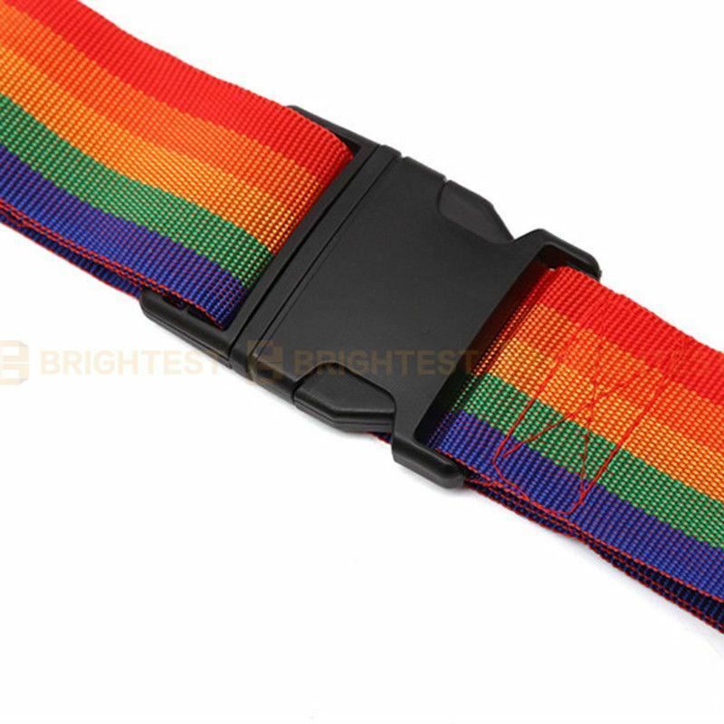 2 Piece Luggage Strap Suitcase Belt Adjustable Secure Nylon Packing Clip Rainbow