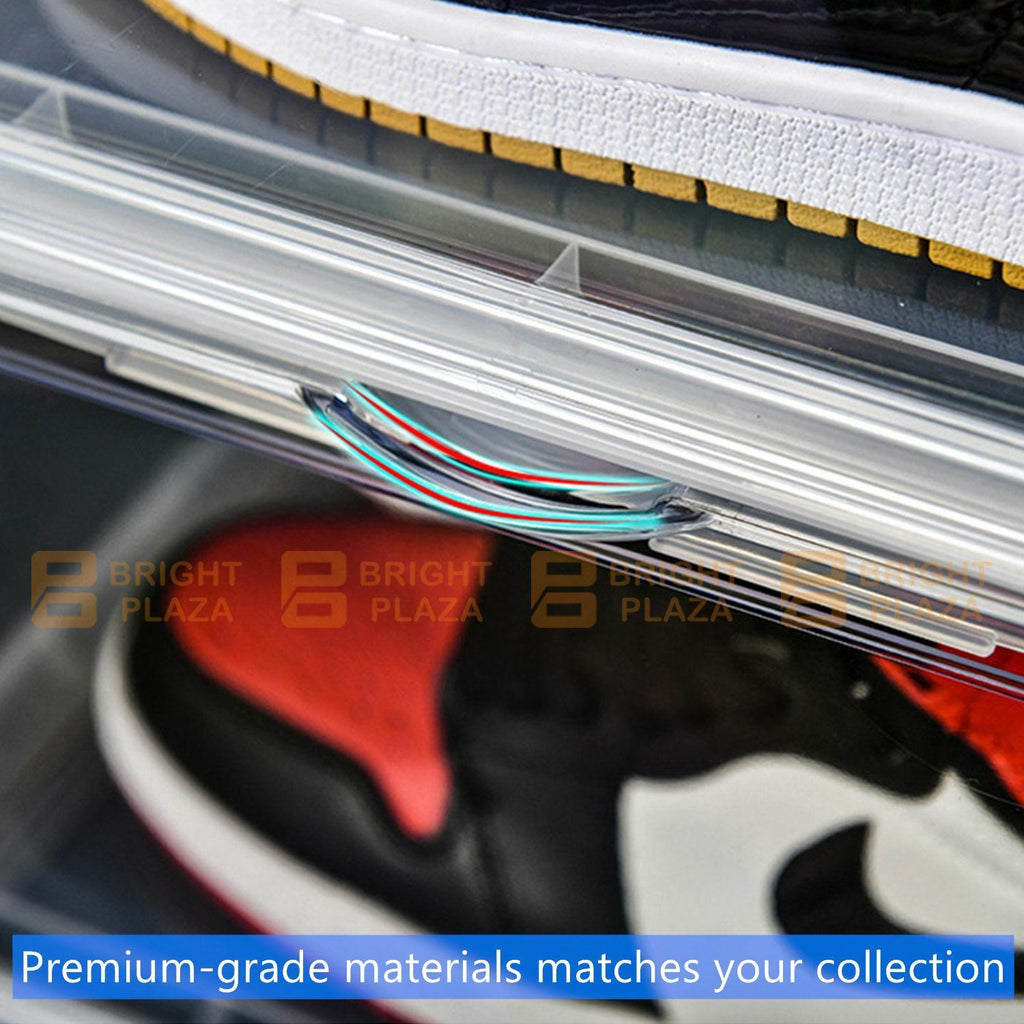 Premium Sneaker Display Shoe Box Storage Case Clear Plastic Boxes Side Stackable