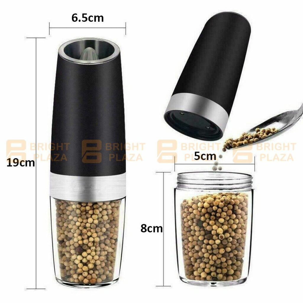 Electric Salt Pepper Grinder Mill Shakers Stainless Steel LED Light Battery Auto