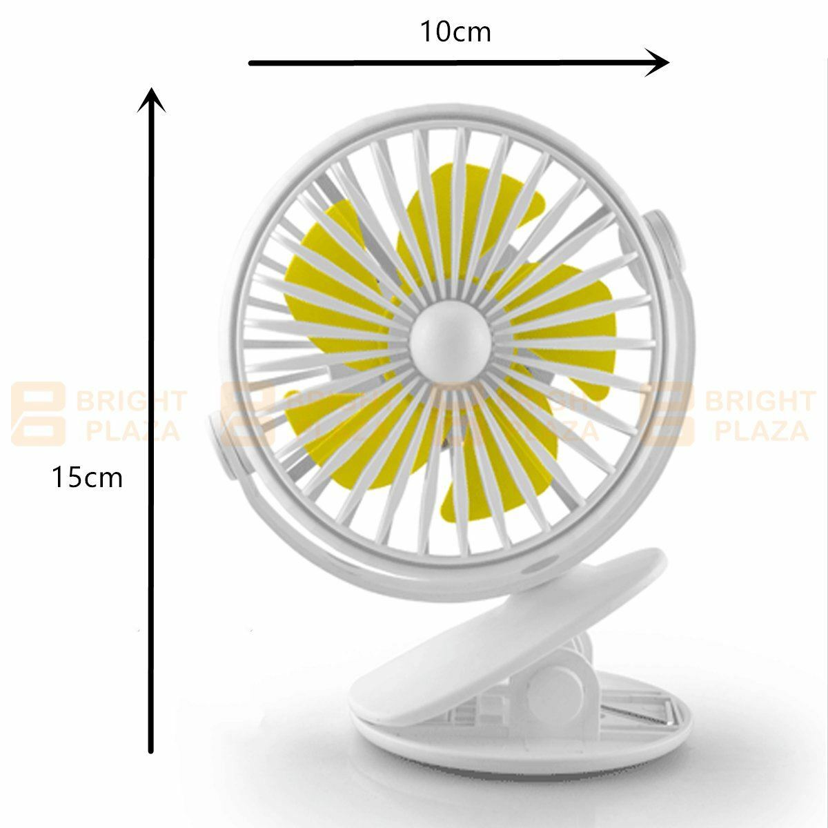 Portable Clip On Small Desk Fan Cooler Cooling USB Rechargeable Desktop Light