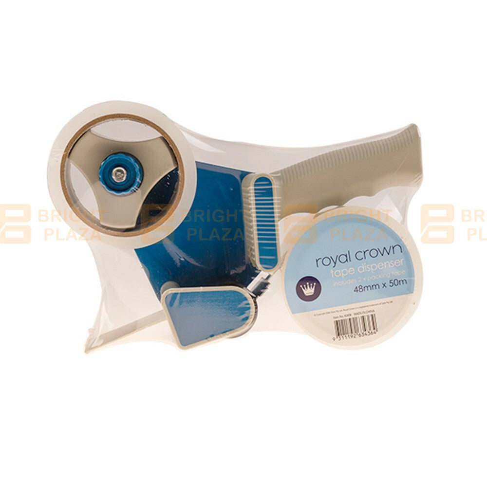 Packing Tape Dispenser Gun + 2 Rolls 50M x 48MM Clear Tape With Cutter Packaging