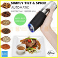 Electric Salt Pepper Grinder Mill Shakers Stainless Steel LED Light Battery Auto