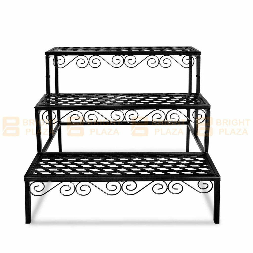 3 Tier Metal Plant Stand Flower Pot Planter Display Rack Garden Balcony Shelf