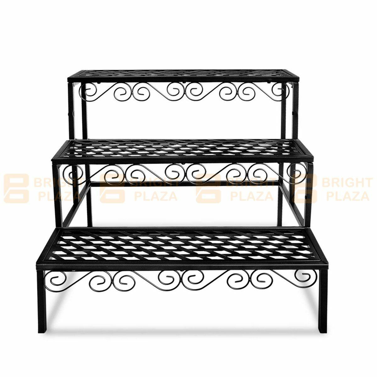 3 Tier Metal Plant Stand Flower Pot Planter Display Rack Garden Balcony Shelf