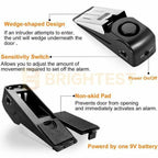 2 x Portable Wedge Door Stop Alarm Device Alerter Home Security Vibration Trigge