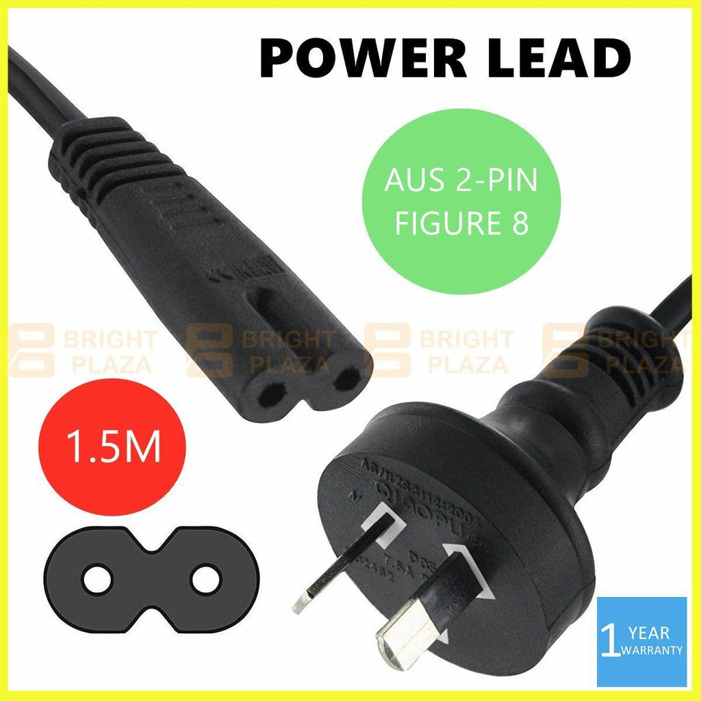 2 Pin Core Figure 8 IEC-C7 Power Lead AC Power Cord Cable Australian Mains Plug