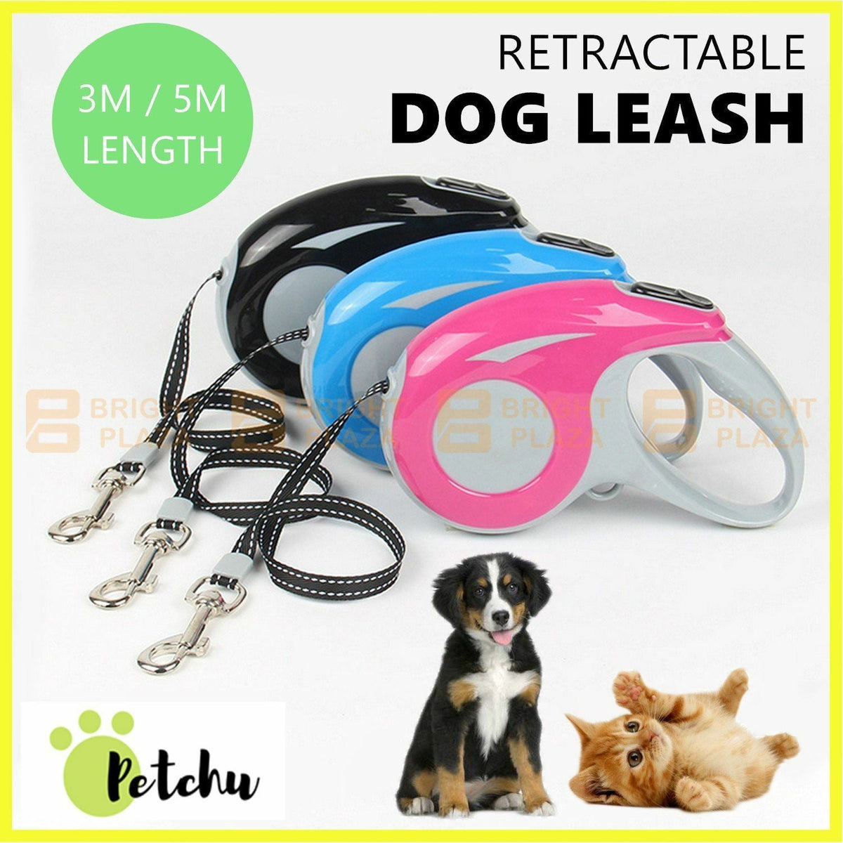 Long Retractable Pet Cat Dog Leash Walking Lead Rope Extendable Lockable 3M 5M