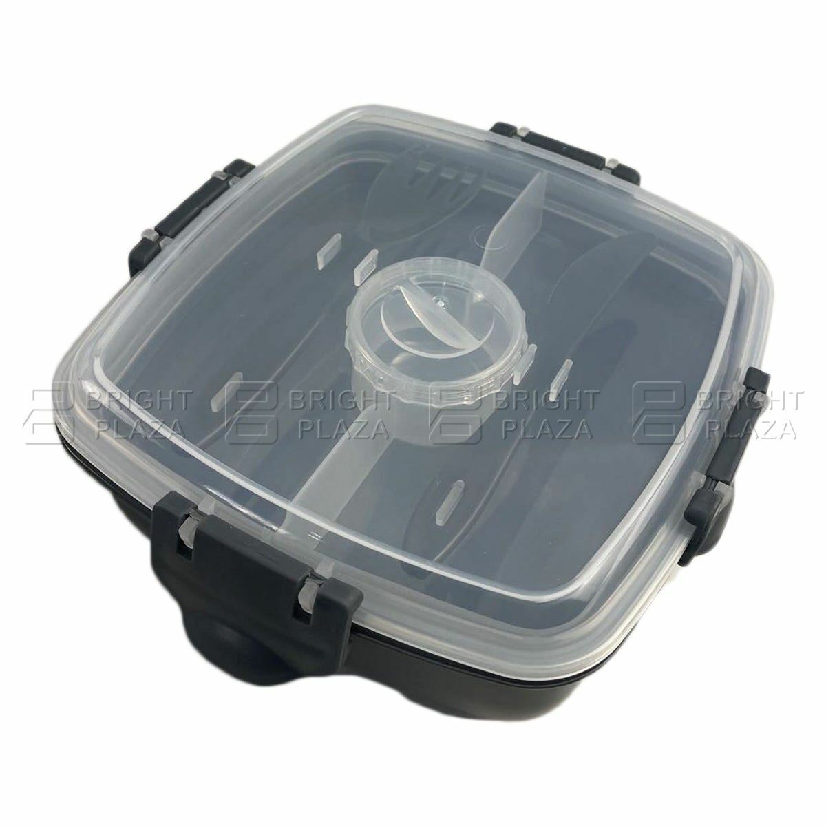Lunch Box Food Meals Storage Container with Cutlery Fork Knife Condiment Tub