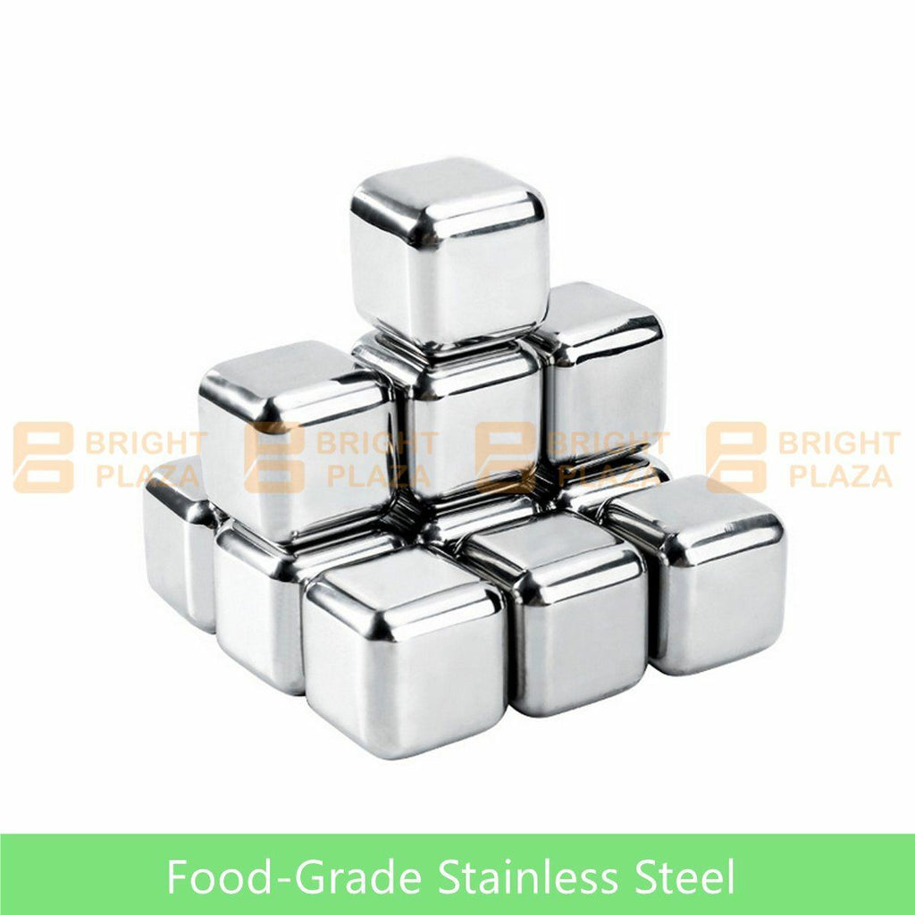 8pcs Stainless Steel Ice Cubes Whiskey Wine Metal Stones Cooling Rocks Cooler