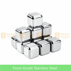 8pcs Stainless Steel Ice Cubes Whiskey Wine Metal Stones Cooling Rocks Cooler