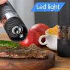 Electric Salt Pepper Grinder Mill Shaker One Touch Push Button LED Light Battery