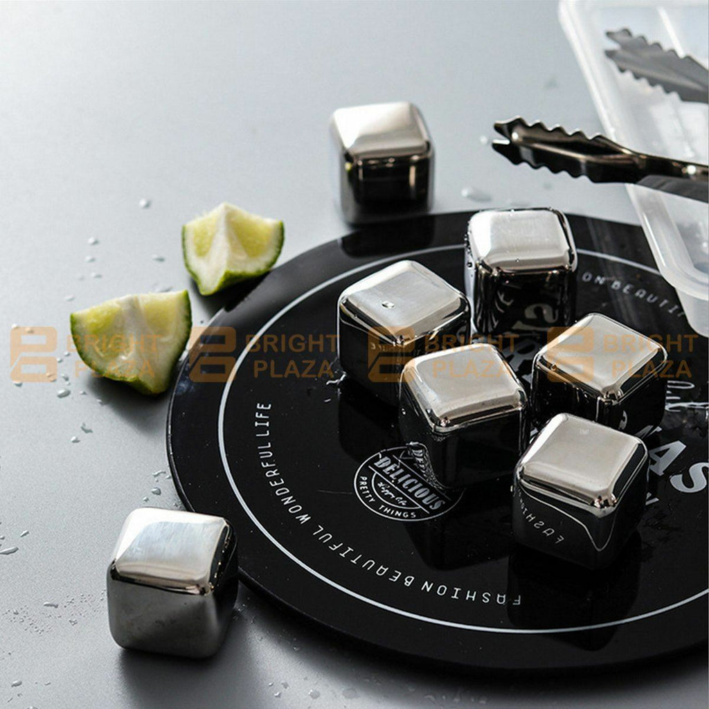 8pcs Stainless Steel Ice Cubes Whiskey Wine Metal Stones Cooling Rocks Cooler