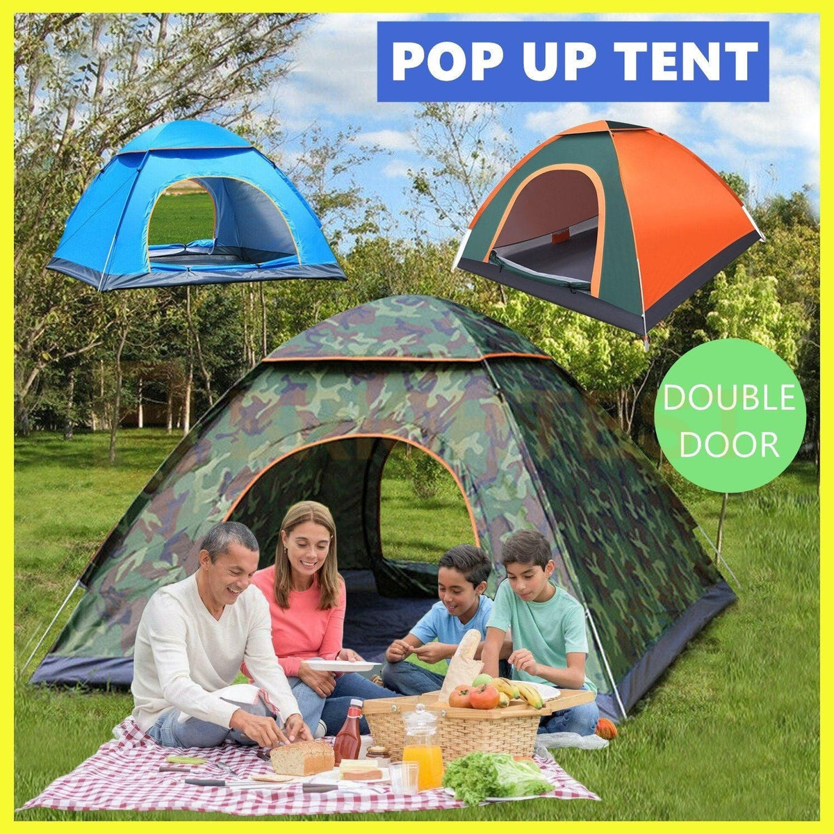 Pop Up Camping Tent Portable Hiking Mesh Canopy Sun Shade Shelter Instant Easy