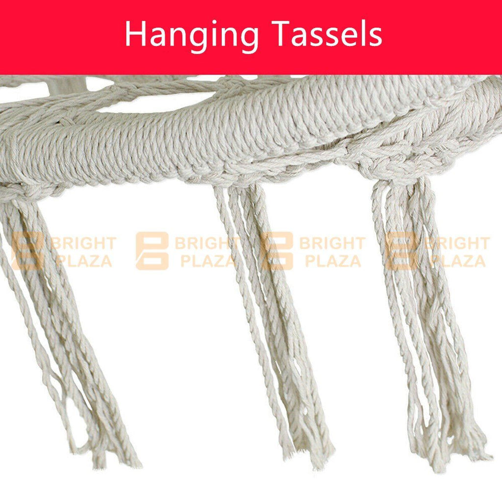 Large Hammock Chair Macrame Cotton Rope Swing Bed Relax Outdoor Hanging Seat Sit