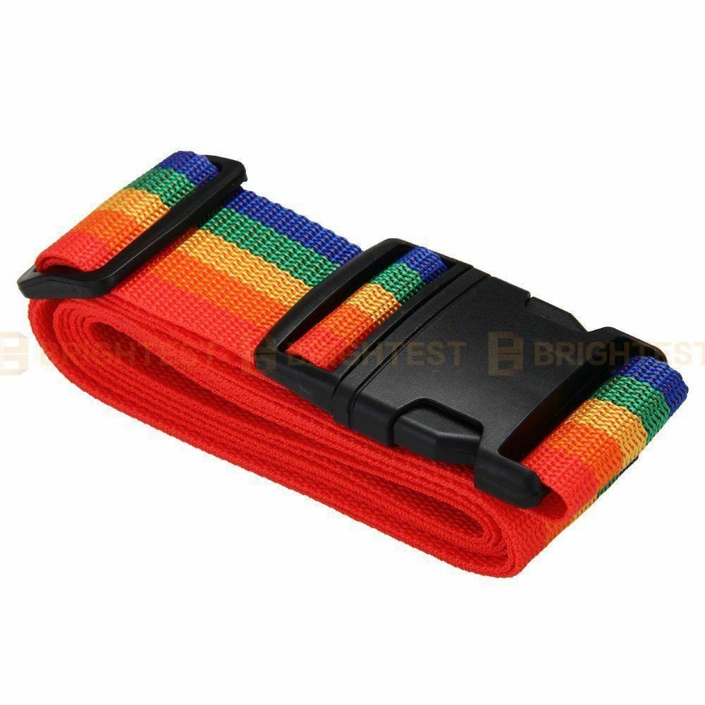 2 Piece Luggage Strap Suitcase Belt Adjustable Secure Nylon Packing Clip Rainbow