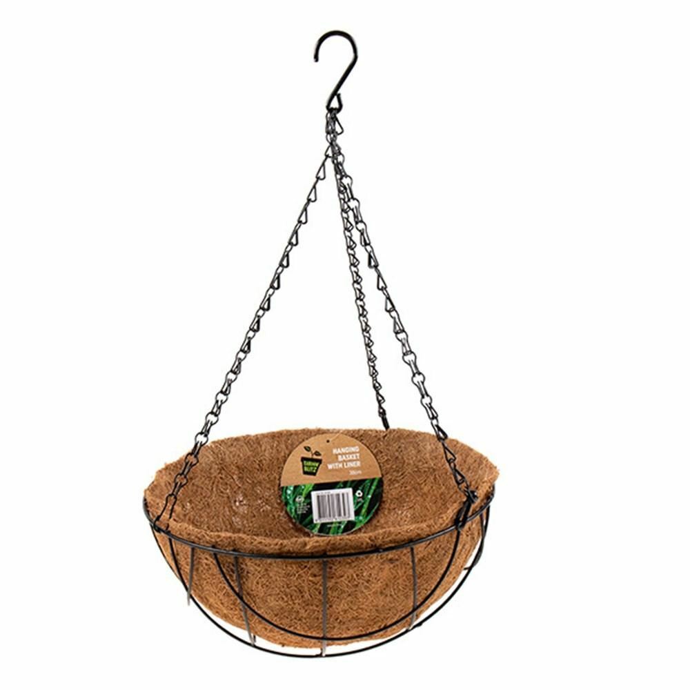 Garden Hanging Basket With Liner & Chain Flower Plant Pots Planters Baskets Coir