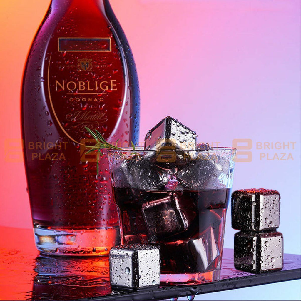 8pcs Stainless Steel Ice Cubes Whiskey Wine Metal Stones Cooling Rocks Cooler