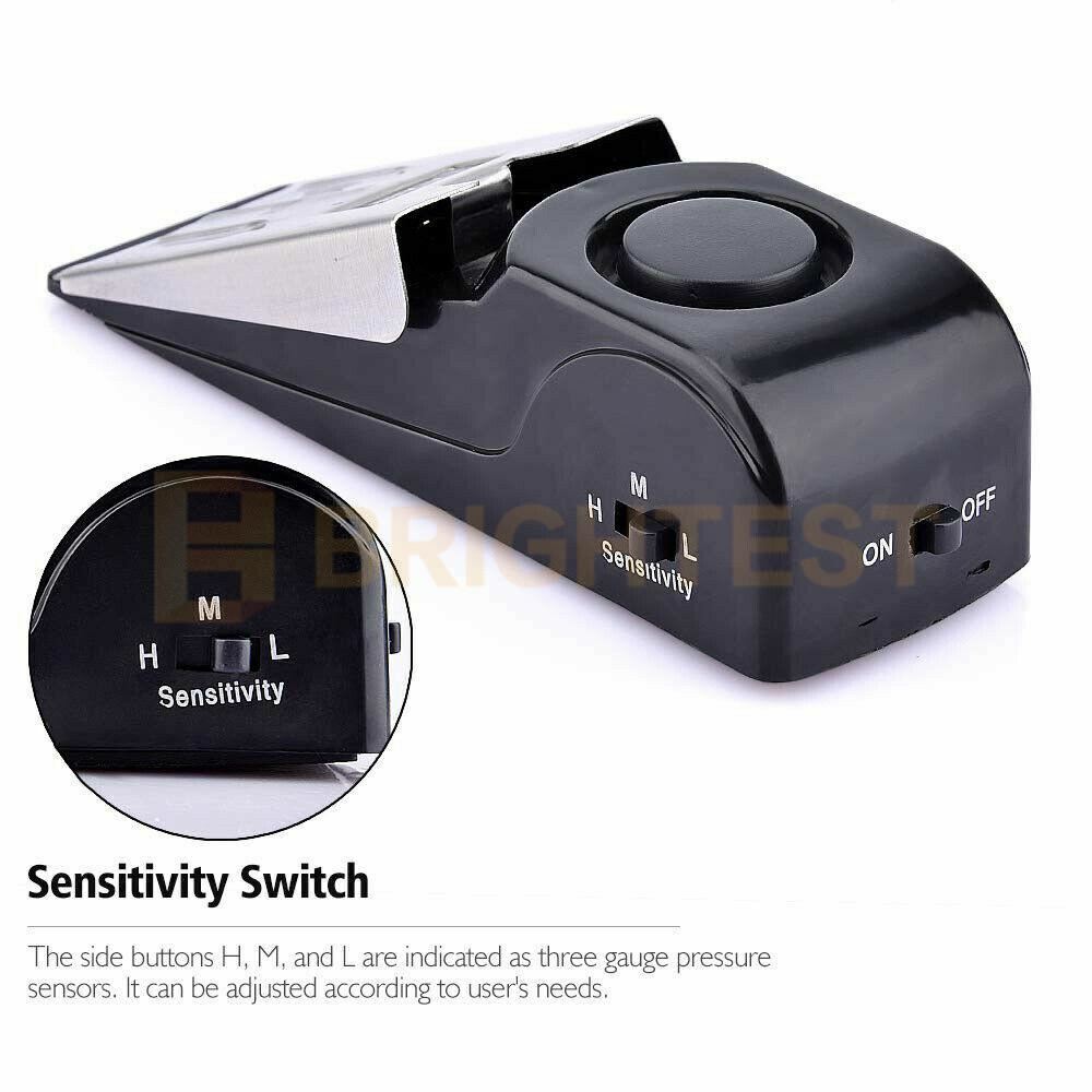 2 x Portable Wedge Door Stop Alarm Device Alerter Home Security Vibration Trigge