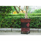 Round Plant Pot Mover Wheels Rolling Trolley Metal Stand Garden Plate Flower