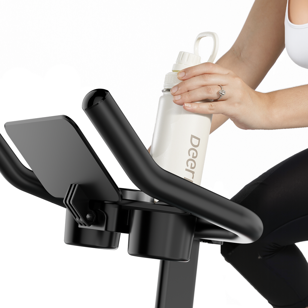 DeerRun S500 Pro King Size Indoor Exercise Bike for Tall Riders 32 Magnetic Adjustable Resistance, LED Screen, Silver