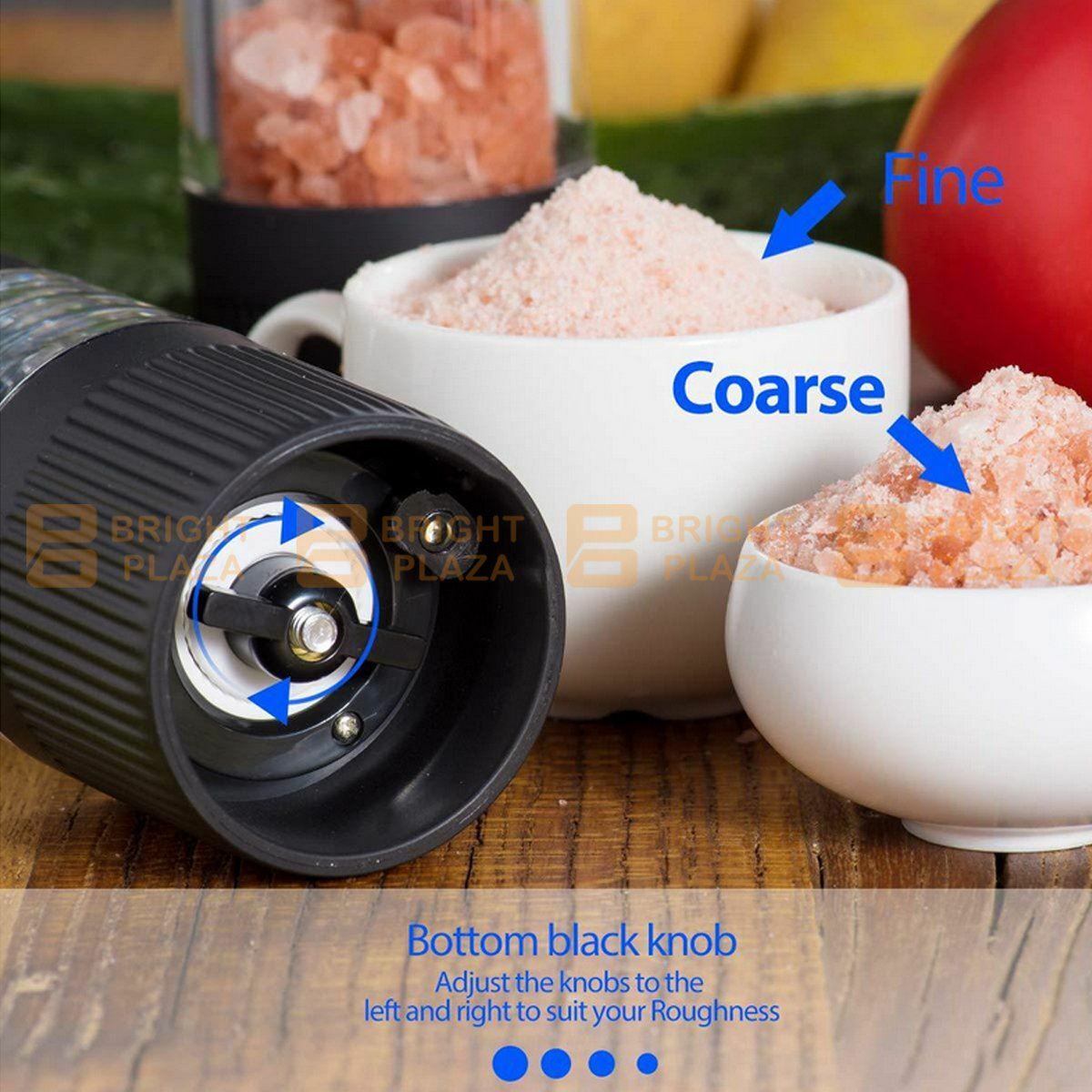 Electric Salt Pepper Grinder Mill Shaker One Touch Push Button LED Light Battery